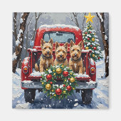 Scottish Terrier Christmas Red Truck Holiday Magnet (Vorne)