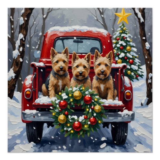 Scottish Terrier Christmas Red Truck Holiday Poster (Vorderseite)