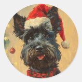 Scottish Terrier Christmas Runder Aufkleber (Vorderseite)
