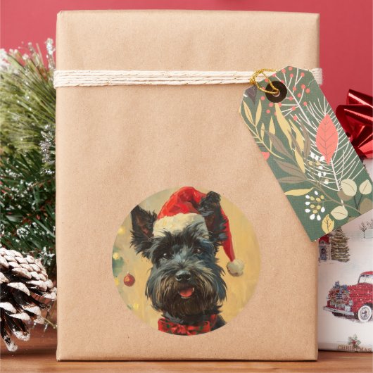 Scottish Terrier Christmas Runder Aufkleber (Feiertag)