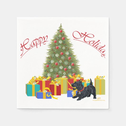 Scottish Terrier Christmas Serviette (Vorderseite)