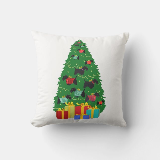 Scottish Terrier Christmas Tree Pillow Kissen (Vorderseite)