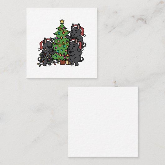 Scottish Terrier Christmas Tree Quadratische Visitenkarte (Vorne/Hinten)
