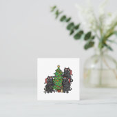 Scottish Terrier Christmas Tree Quadratische Visitenkarte (Stehend Vorderseite)