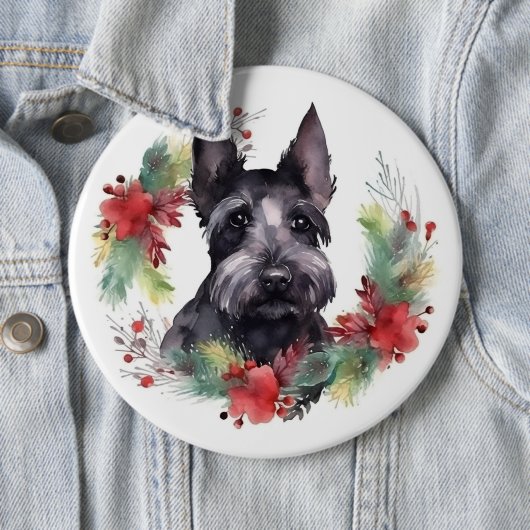 Scottish Terrier Christmas Wreath Festive Pup Button (Beispiel)