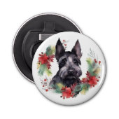 Scottish Terrier Christmas Wreath Festive Pup Flaschenöffner (Vorderseite)
