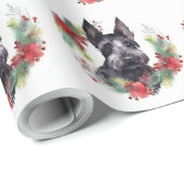 Scottish Terrier Christmas Wreath Festive Pup Geschenkpapier (Rolleneckpunkt)