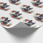 Scottish Terrier Christmas Wreath Festive Pup Geschenkpapier (Ecke)