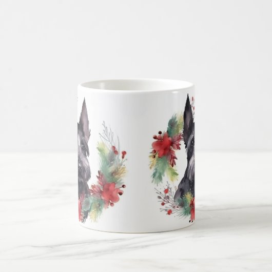 Scottish Terrier Christmas Wreath Festive Pup Kaffeetasse (Mittel)