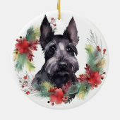 Scottish Terrier Christmas Wreath Festive Pup Keramik Ornament (Hinten)