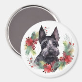 Scottish Terrier Christmas Wreath Festive Pup Magnet (Vorderseite/Rückseite)