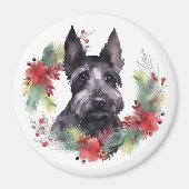 Scottish Terrier Christmas Wreath Festive Pup Magnet (Vorne)