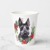 Scottish Terrier Christmas Wreath Festive Pup Pappbecher (Vorderseite)