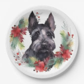 Scottish Terrier Christmas Wreath Festive Pup Pappteller (Vorderseite)