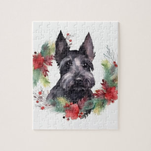 Scottish Terrier Christmas Wreath Festive Pup Puzzle
