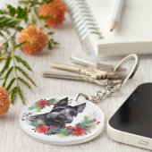 Scottish Terrier Christmas Wreath Festive Pup Schlüsselanhänger (Vorderseite rechts)