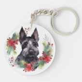 Scottish Terrier Christmas Wreath Festive Pup Schlüsselanhänger (Rückseite)