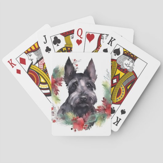 Scottish Terrier Christmas Wreath Festive Pup Spielkarten (Rückseite)