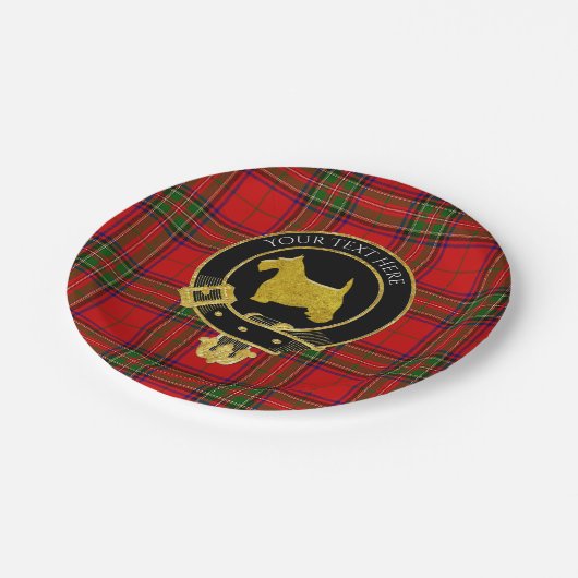 Scottish Terrier Clan Wappen  Pappteller (Schrägansicht)