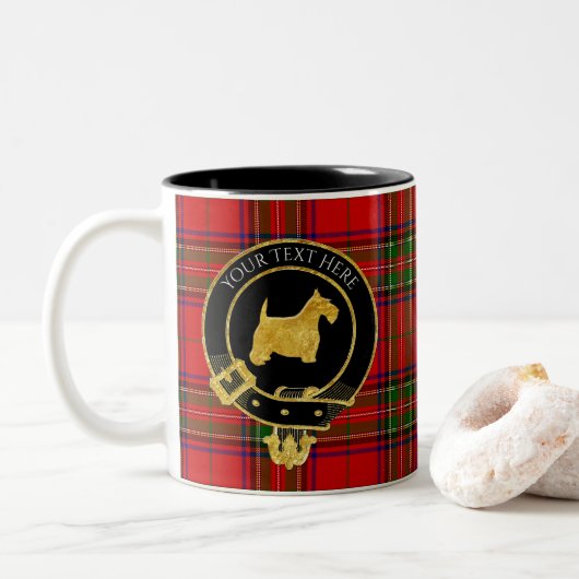 Scottish Terrier Clan Wappen Tartan Zweifarbige Tasse (Mit Donut)