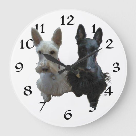 Scottish Terrier Clock Große Wanduhr (Vorderseite)