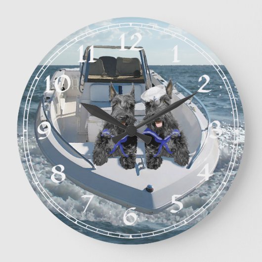 Scottish Terrier Clock Große Wanduhr (Vorderseite)