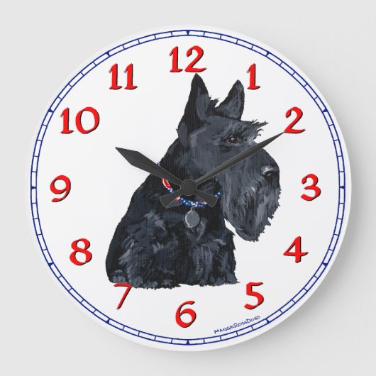 Scottish Terrier Clock Große Wanduhr (Vorderseite)