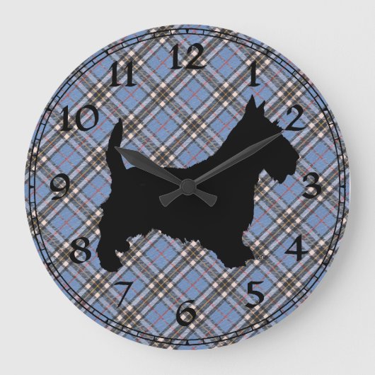 Scottish Terrier Clock Große Wanduhr (Vorderseite)