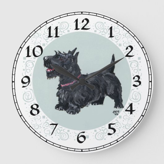 Scottish Terrier Clock Große Wanduhr (Vorderseite)