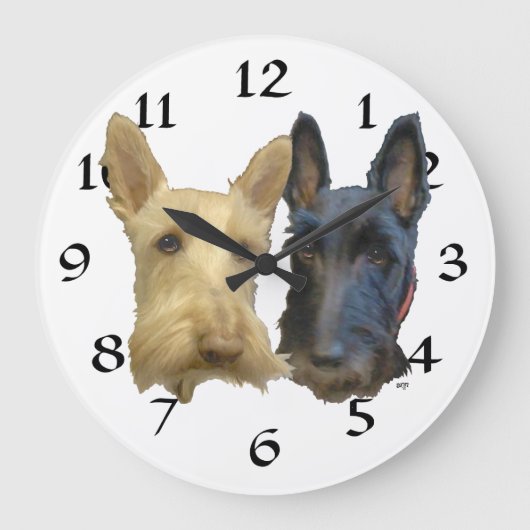 Scottish Terrier Clock Große Wanduhr (Vorderseite)