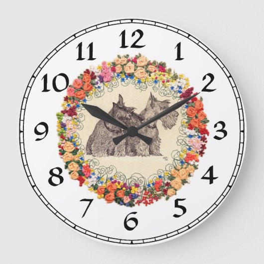 Scottish Terrier Clock Große Wanduhr (Vorderseite)