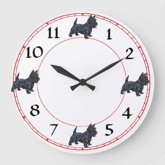 Scottish Terrier Clock Große Wanduhr (Vorderseite)