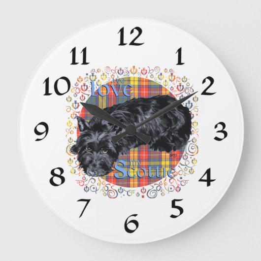 Scottish Terrier Clock Große Wanduhr (Vorderseite)