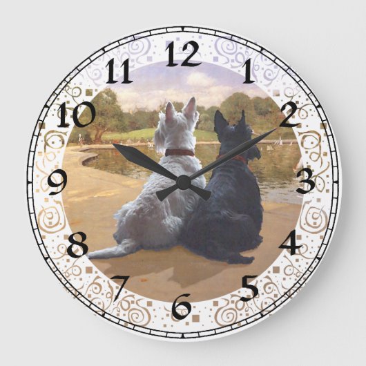 Scottish Terrier Clock Große Wanduhr (Vorderseite)