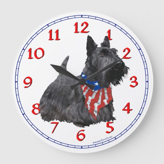 Scottish Terrier Clock Große Wanduhr (Vorderseite)