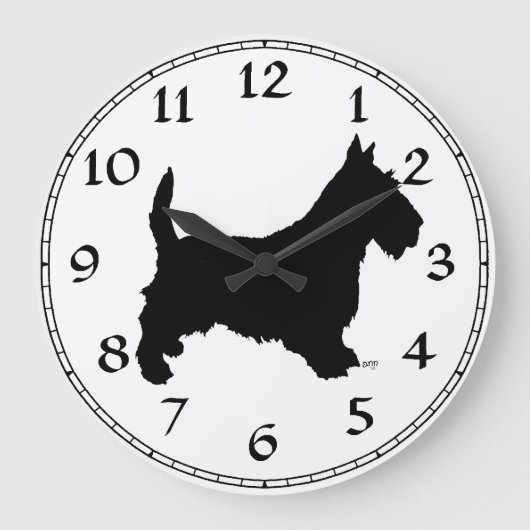 Scottish Terrier Clock Große Wanduhr (Vorderseite)