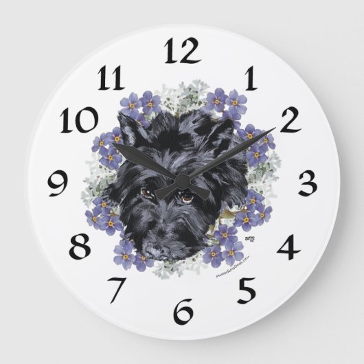 Scottish Terrier Clock Große Wanduhr (Vorderseite)