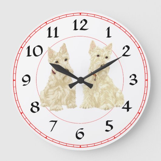 Scottish Terrier Clock Große Wanduhr (Vorderseite)