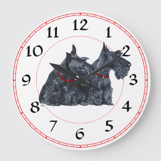 Scottish Terrier Clock Große Wanduhr (Vorderseite)