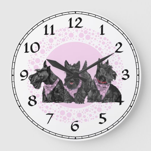 Scottish Terrier Clock Große Wanduhr (Vorderseite)