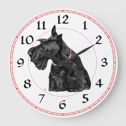 Scottish Terrier Clock Große Wanduhr (Vorderseite)