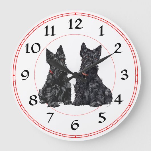 Scottish Terrier Clock Große Wanduhr (Vorderseite)