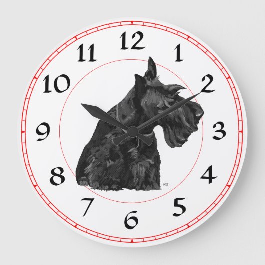 Scottish Terrier Clock Große Wanduhr (Vorderseite)