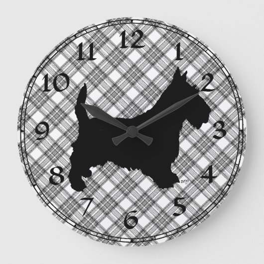 Scottish Terrier Clock Große Wanduhr (Vorderseite)