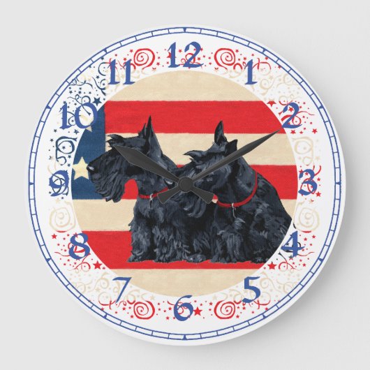 Scottish Terrier Clock Große Wanduhr (Vorderseite)
