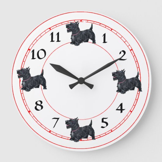 Scottish Terrier Clock Große Wanduhr (Vorderseite)