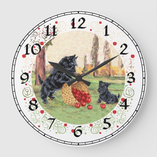 Scottish Terrier Clock Große Wanduhr (Vorderseite)