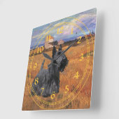 Scottish Terrier Clock Quadratische Wanduhr (Winkel)