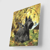 Scottish Terrier Clock Quadratische Wanduhr (Winkel)