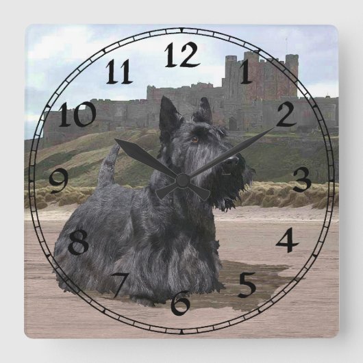 Scottish Terrier Clock Quadratische Wanduhr (Vorderseite)